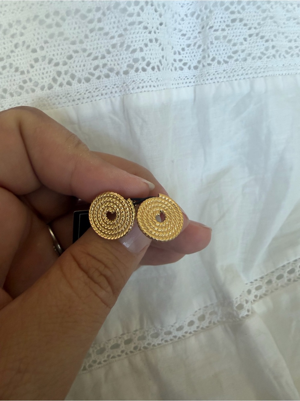 Talidara Textured Gold finish PVD Disc Stud Earrings for Women